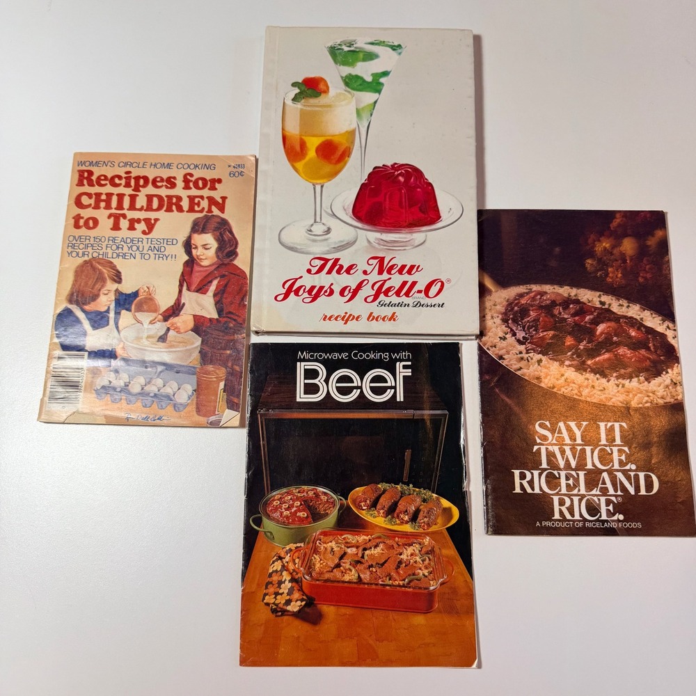 Vintage Recipe Book and Booklets Joys of Jello Women's Circle Riceland,Microwave